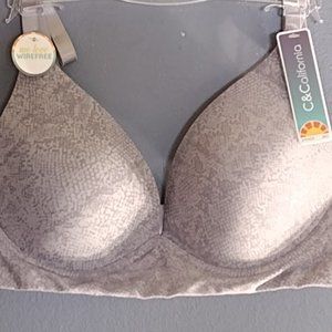 C&California Gray & Sepia Rose Python Print 36C T-shirt style soft cup bra